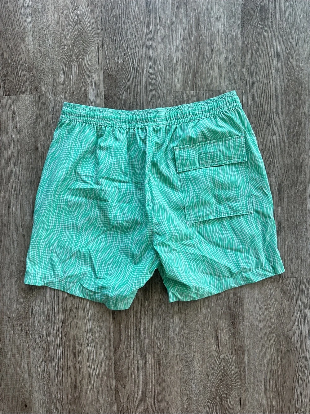 Psycho Bunny Wavy Print Swim Trunks Green & White Small Beach Summer